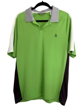Original Penguin Lime Green Polo with White and Black Panels